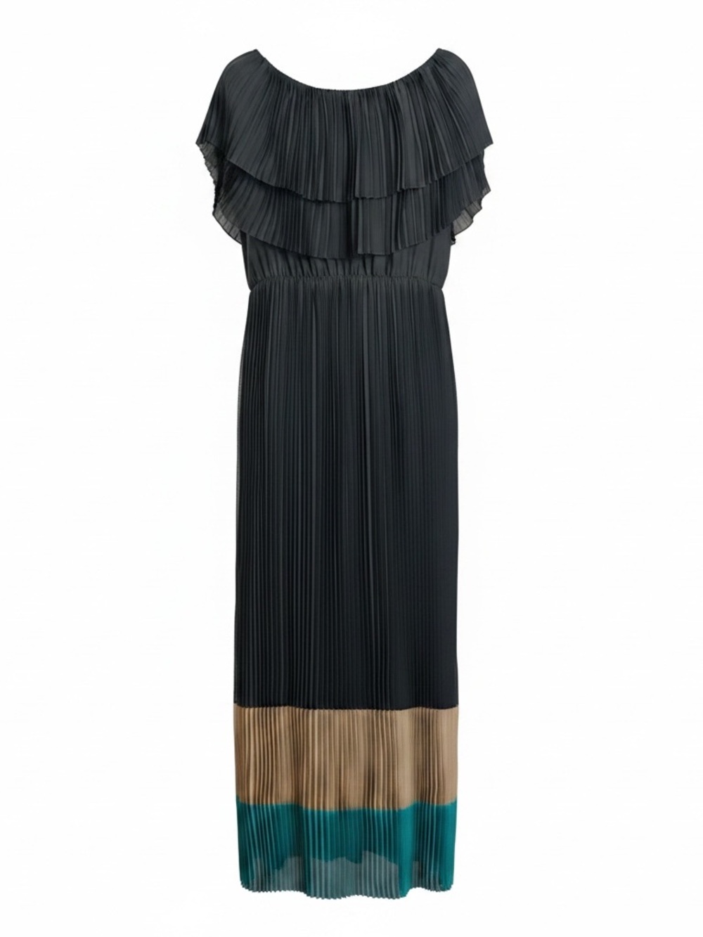IMAN Global Chic Pleated Color Block Maxi Dress Size Large